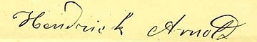Image of the documented signature of Hendrick Arnold.