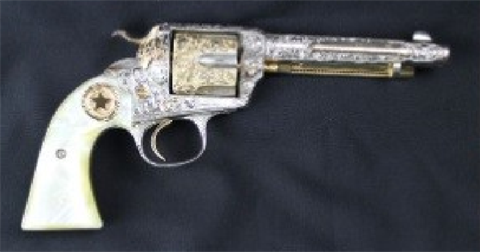 Engraved Colt Bisley .45 Revolver donated by Phil E. Hudson