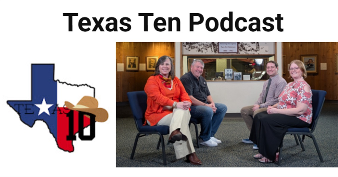 Texas Ten logo with photo of interview group